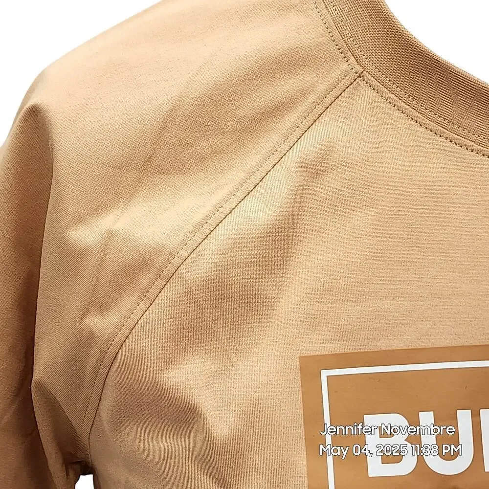 WOMEN'S BURBERRY SANTO LOGO T-SHIRT/SOFT FAWN/MEDIUM RETAIL $480 - Picture 4 of 16